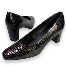 Bandolino Snake Embossed Dark Brown Pumps Heels | Sz 5.5 | Made in Spain - £29.43 GBP