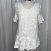 Talbots Women&#39;s Sweater White Short Sleeves Size XL P - $29.70
