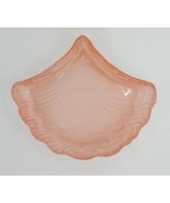 Vintage MCM Mid Century 7&quot; Pink Frosted Glass Clam Shell / Fan Trinket D... - £11.86 GBP