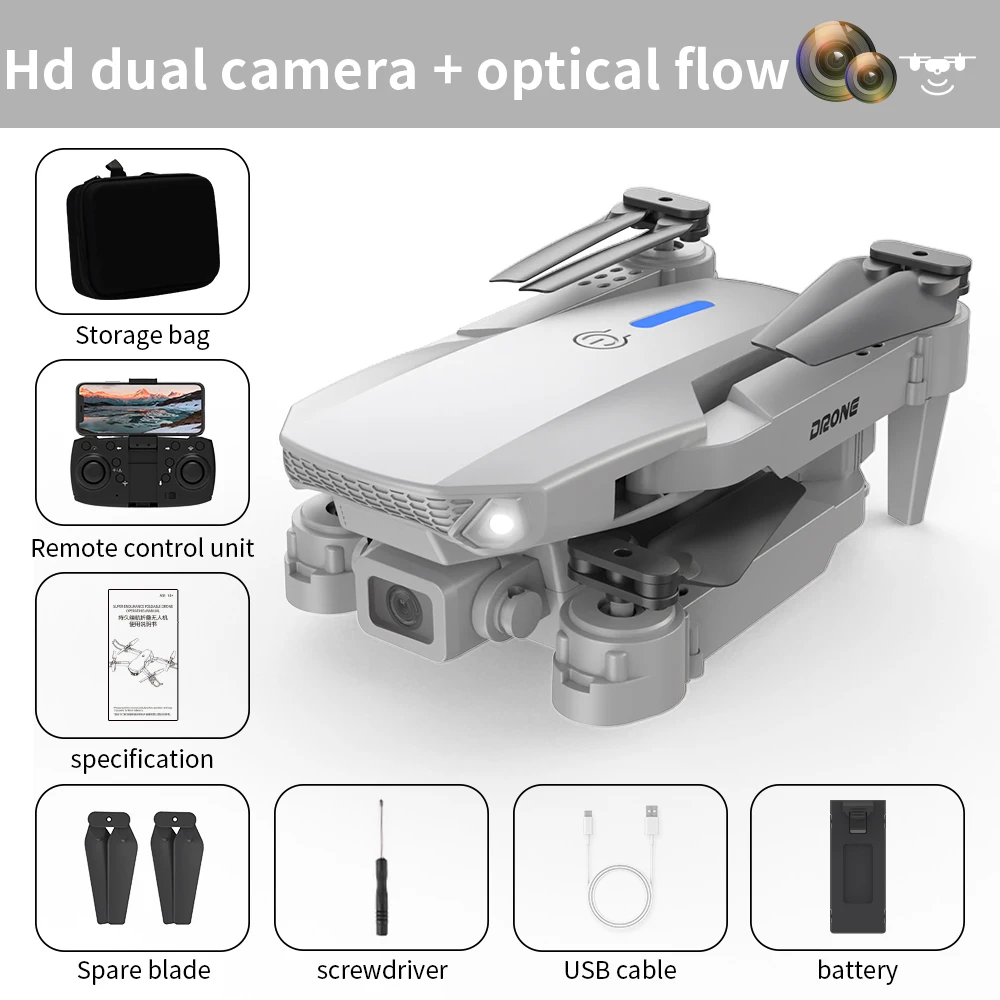 2024 E88 Pro FPV Drone 4K Dual Camera Foldable RC Quadcopter (White-Opti... - $47.00