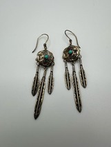 Vintage Murray Jackson Sterling Silver Turquoise Dream Catcher Earrings 7.4cm - $42.08