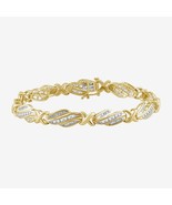 2.50CT Corte Redondo Real Moissanita Remolino Tenis Brazalete 14K Amaril... - $270.91
