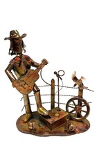 RARE Copper Western Guitar Playing Cowboy Statue Home on the Range Music box. - £24.23 GBP