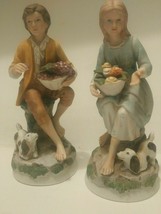 Home Interiors Homco #1408 Picking Grapes w/ Dogs Figurine  Excellent Co... - $22.49