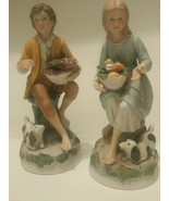 Home Interiors Homco #1408 Picking Grapes w/ Dogs Figurine  Excellent Co... - $22.49