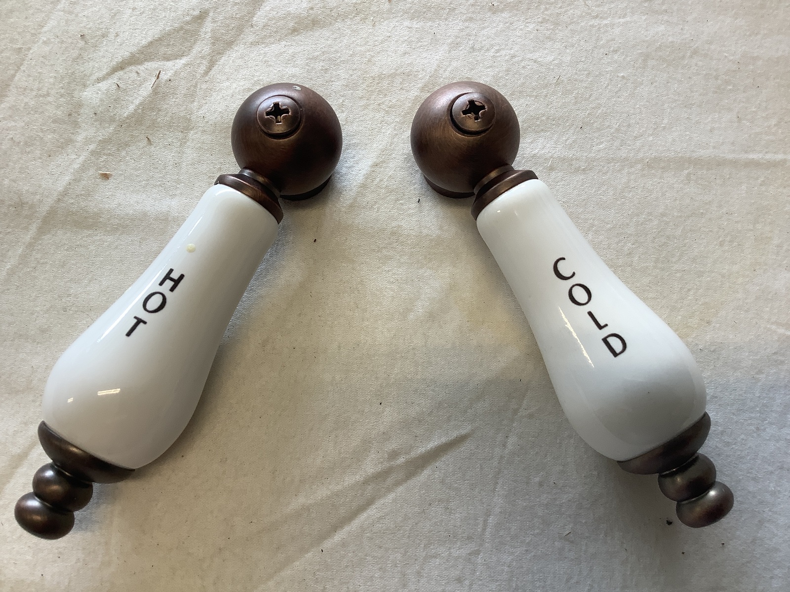 Signature Hardware 340642 Porcelain Lever Handles - Pair of 2 -Oil Rubbe... - $48.90