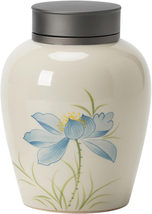 Beautiful Keepsake Urn, Handmade Cremation Urn, Ceramic Funeral Urn, Blue Lotus  - $58.57