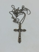 Vintage Sterling Silver 925 Chapel Christian Religious Pendant Necklace 20&quot; - £15.73 GBP
