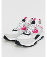 Bershka Womens White-Pink-Gray Multi Lace Up Cushion Trainer Sneaker Sho... - £23.79 GBP