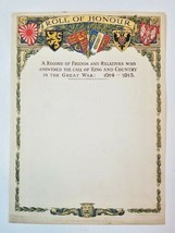 WWI British Roll of Honour 1914-1915 Great War King &amp; Country blank ORIGINAL   - £38.62 GBP