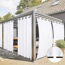 4 Panels Outdoor Curtains For Patio Waterproof Windproof, 54X84 Inch, White - £36.79 GBP
