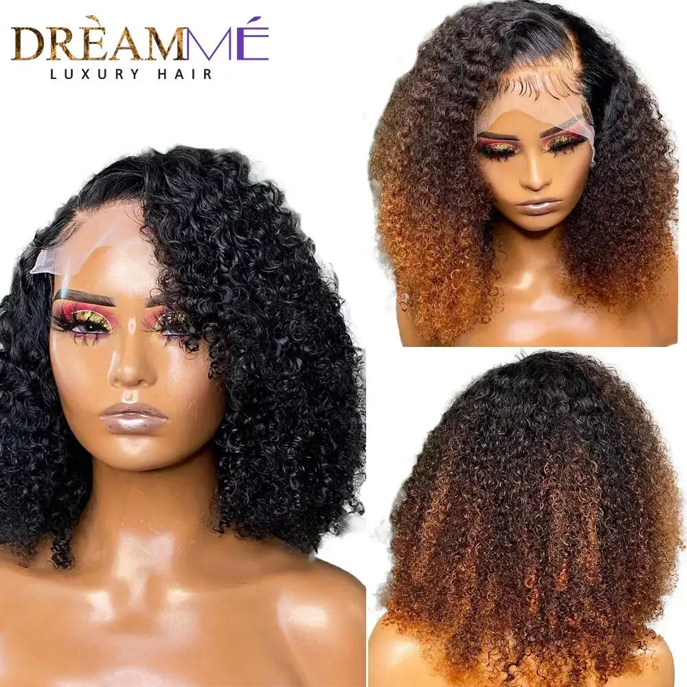Kinky Curly 13x6 Lace Front Human Hair Wigs For Black Women Deep Curly - £105.62 GBP+
