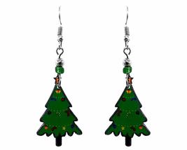 Christmas Tree Xmas Themed Graphic Dangle Earrings - Womens Fashion Handmade Jew - £11.83 GBP