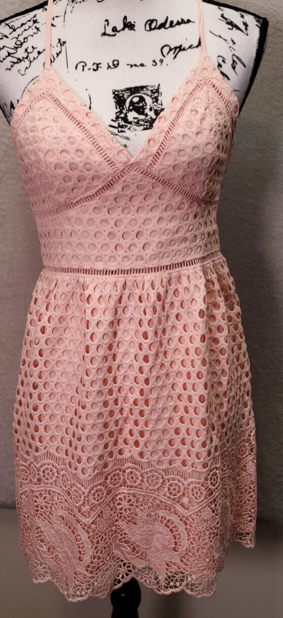 Primary image for Abercrombie & Fitch Mini Dress Women's Small Pink Lace Lined Cross Back Side Zip
