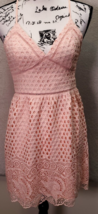 Abercrombie &amp; Fitch Mini Dress Women&#39;s Small Pink Lace Lined Cross Back Side Zip - £25.59 GBP