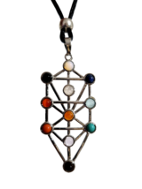 Tree of Life Sefirot Necklace Chakra Pendant Natural Gemstone Kabbalah Bead  - £13.00 GBP