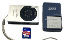 Canon PowerShot ELPH SD1000 Digital Camera 7.1MP Bundle Silver TESTED - $209.13