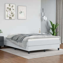 Box Spring Bed with Mattress White 53.9&quot;x74.8&quot; Full Faux Leather - £594.51 GBP