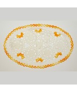 Vintage Crochet Cotton Lace Orange White Oval  Doily Mat 18&quot; x 11&quot; - $14.82