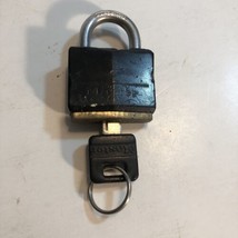 Master Lock  Black Padlock With One Key Used Working - $7.66
