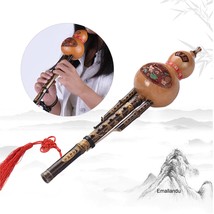 C key Chinese Yunnan Gourd Flute Bamboo Hulusi Hand made Wood Wind Music Instrum - £34.29 GBP