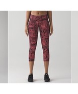 Lululemon Pace Rival Cropped Leggings Size 8 Down Pour Electric Coral Black - €24,07 EUR