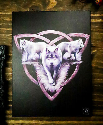 Primary image for Ebros Anne Stokes Wolf Trio Direwolf Trinity Wood Framed Picture Wall Decor