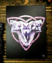 Ebros Anne Stokes Wolf Trio Direwolf Trinity Wood Framed Picture Wall Decor - £13.36 GBP