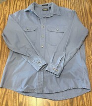 Osh Kosh B&#39;gosh Vtg 90s Usa Blue Chamois Cloth Flannel L/S Btn Shirt Men&#39;s L - £18.33 GBP