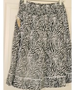 STUDIO WEST APPAREL ZEBRA COTTON SKIRT ELASTIC BACK WAIST WOMEN S WHITE TRIM NWT - $15.90