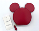 COACH X Disney Parks Mickey Mouse Red Leather Coin Purse Ears Case C8581... - $75.23