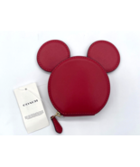 COACH X Disney Parks Mickey Mouse Red Leather Coin Purse Ears Case C8581... - £60.13 GBP