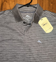 Tommy Bahama Mens S Polo Golf Shirt Dk Coal Dark Gray Striped Relax NWT $99.50 - £31.47 GBP