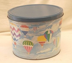 Hot Air Balloons Tin Box Storage Canister Sky Scene Signed - £28.79 GBP