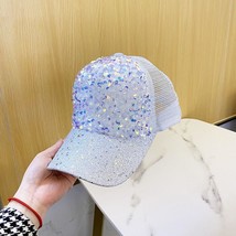 Women&#39;s Hat Casual Hipster Cap Summer Breathable Glitter Net Hat Travel Sun Prot - £8.61 GBP