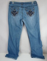 Nine West Metallic Embroidered Thick Stitched Studded Distressed Jeans 14/31 - $16.48