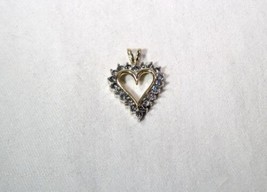 Vintage 10K Yellow White Gold Signed WIC Diamond Heart Necklace Pendant K514 - £534.18 GBP