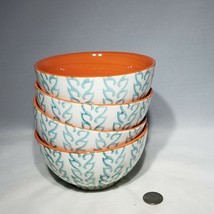 Set of 4 Tangiers Turquoise by Baum Brothers Soup Cereal Bowls w Orange Interior - £19.14 GBP