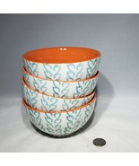 Set of 4 Tangiers Turquoise by Baum Brothers Soup Cereal Bowls w Orange ... - £18.92 GBP