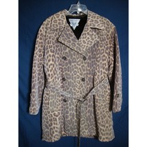 MARVIN RICHARDS Leopard Print Fur Lined Medium Trench Coat Belt Button F... - $81.69