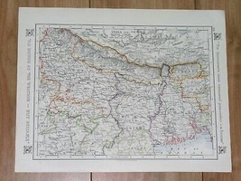 1921 Antique Map Of Nepal Bhutan Bihar Bengal Rajputana British India Pakistan - £20.47 GBP
