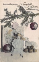 Merry Christmas! Round Christmas Doll &amp; Toys ~1912 German Card-
show original... - £8.45 GBP