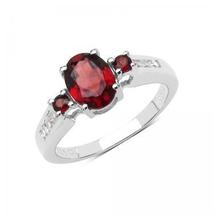 6 Diamonds with red garnets sterling silver designer women&#39;s ring - £159.07 GBP