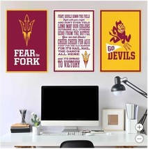 Arizona State Sun Devils Wall Art Maroon Gold NCAA 3-Piece Adhesive Canvas - $79.99