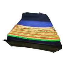 Vintage Afghan Crochet Neon Colors Sofa Couch Blanket Quilt Foot of bed 27x60 - £38.85 GBP