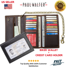 Hunter Leather Biker Wallet with RFID Blocking with Credit Card Holder  - $27.99
