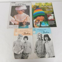 Lot of 4 Crochet &amp; Knitting Booklets Sweaters Collars Bernat Gift &amp; Bazaar Book - £11.47 GBP