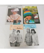 Lot of 4 Crochet &amp; Knitting Booklets Sweaters Collars Bernat Gift &amp; Baza... - $14.52