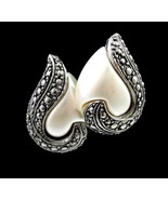 Avon White Faux Pearl TEARDROP Imitation Marcasite PIERCED Earrings Vint... - £15.02 GBP