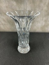 Beautiful Vintage Hand Cut Fluted Lead Crystal Pedestal Vase Clear - £45.89 GBP